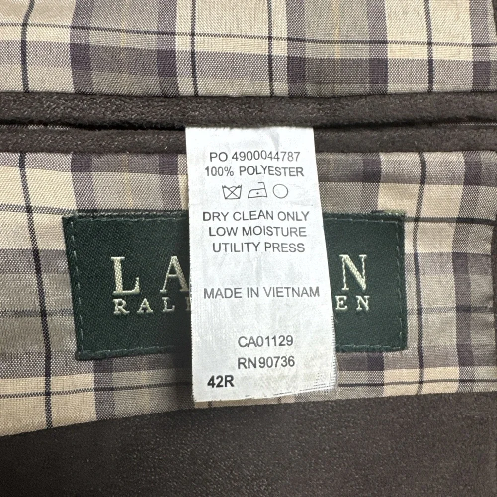 Lauren Ralph Lauren Sport Coat Mens‎ 42R Faux Suede Leather Brown Blazer
